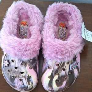 Skeckers Cali Gear Girl Pink Sparkley Slippers Glogs Size 1 New